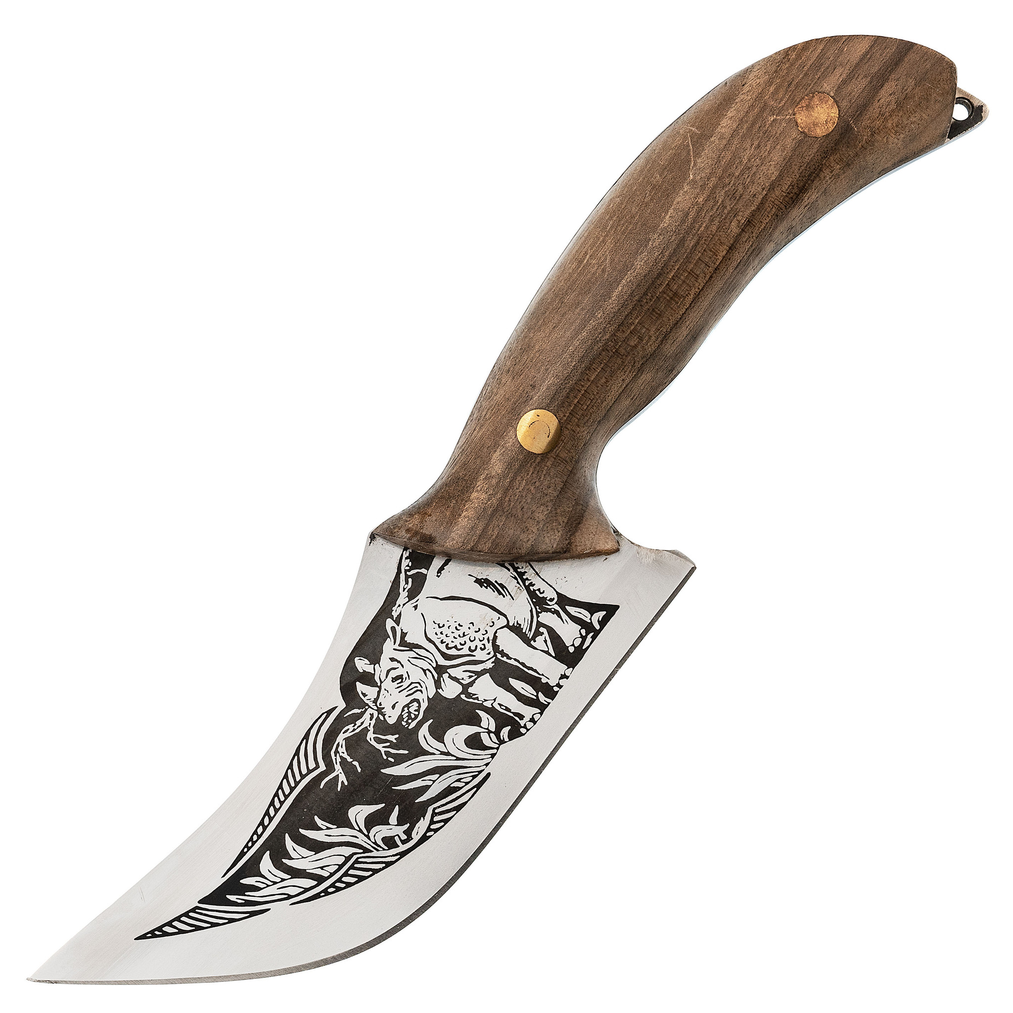  Осетр с кожаной рукоятью AUS-8, Кизляр -  нож с гравировкой .