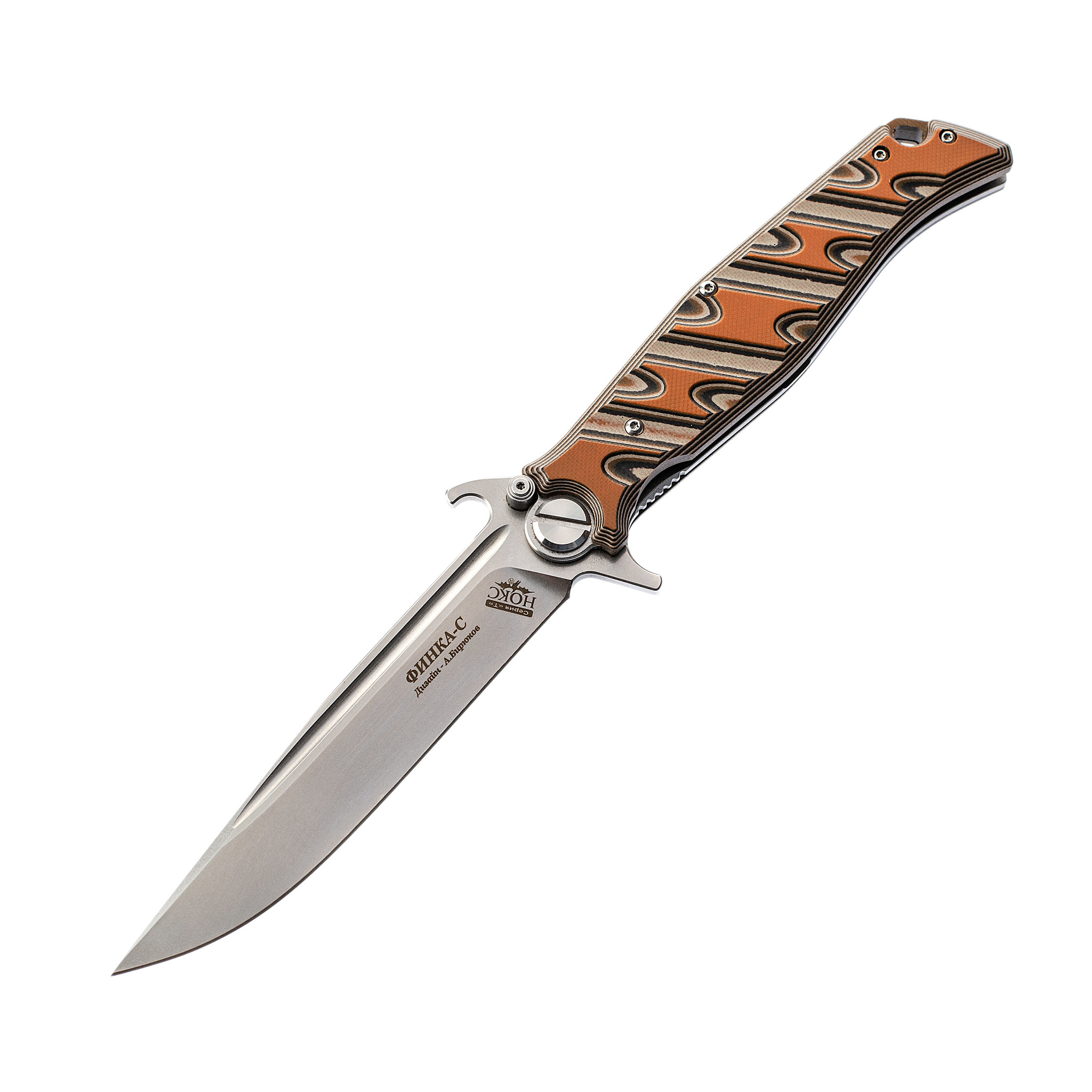 Складной нож Финка С НОКС, сталь D2, рукоять оранжевая G10 складной нож bestech junzi bt1809a сталь cpm s35vn рукоять титан