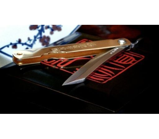 Нож складной Kanekoma Higonokami HKA-100Y, сталь Aogami, рукоять латунь - фото 7