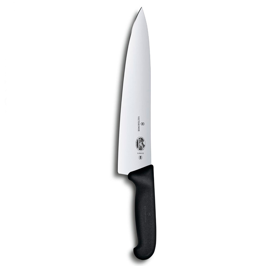 фото Кухонный разделочный нож victorinox с широким лезвием, сталь x55crmo14, рукоять полипропилен, черный