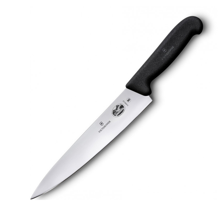 Поварской кухонный шеф-нож Victorinox Cutlery 25 см, сталь X55CrMo14, рукоять полипропилен, черный кухонный нож для нарезки хлеба fuji cutlery narihira tojiro fc 63 сталь mo v в картонной коробке