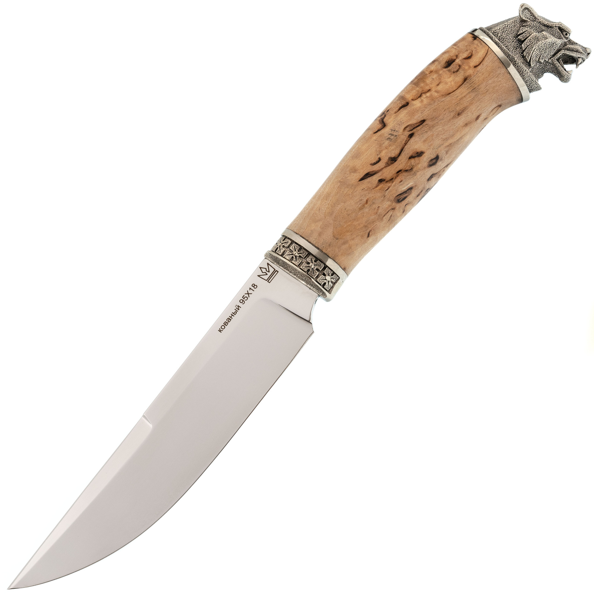 Нож Странник, сталь 95х18, карельская береза, мельхиор - фото 1