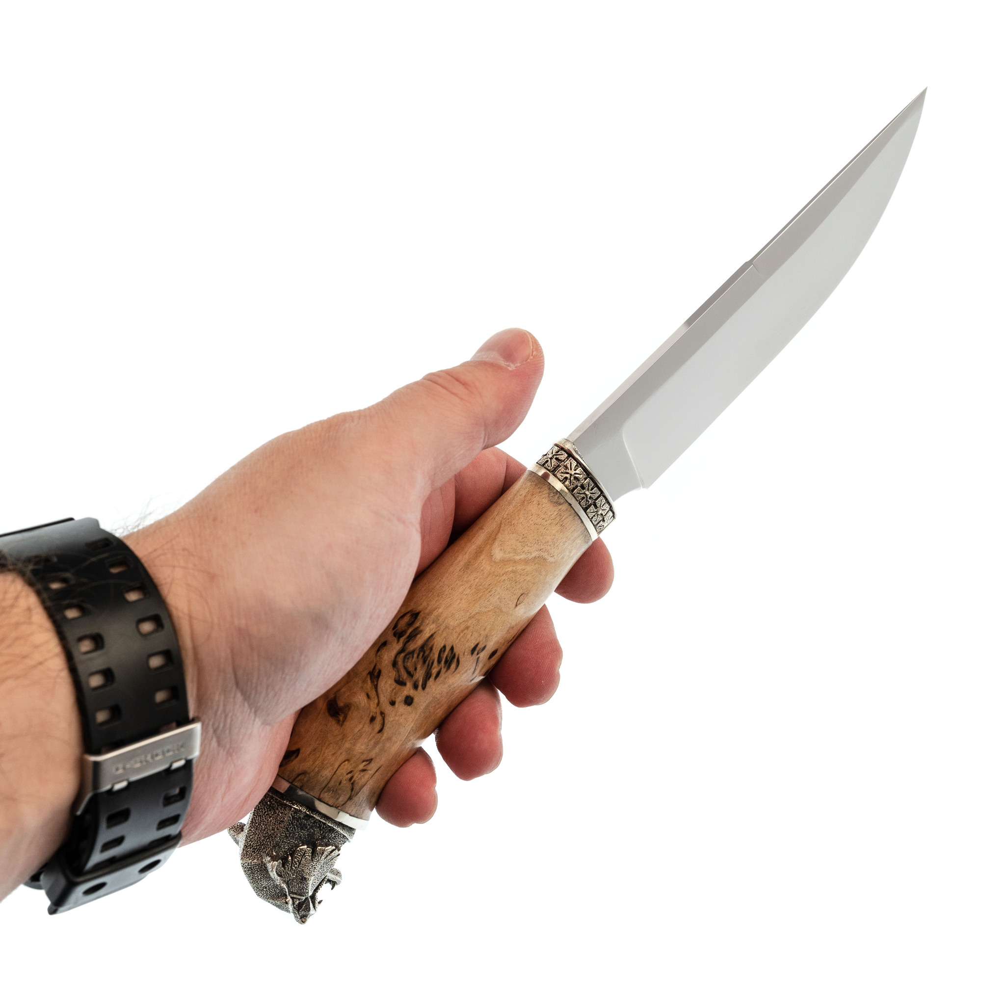Нож Странник, сталь 95х18, карельская береза, мельхиор - фото 5