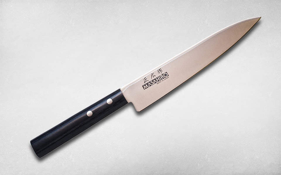 Нож кухонный универсальный Sankei 150 мм, Masahiro, 35845, сталь AUS-8, стабилизированная древесина, чёрный