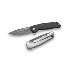 Фото Складной нож LionSteel TRE DR FC, сталь дамаск, рукоять Titanium/Carbon Fiber