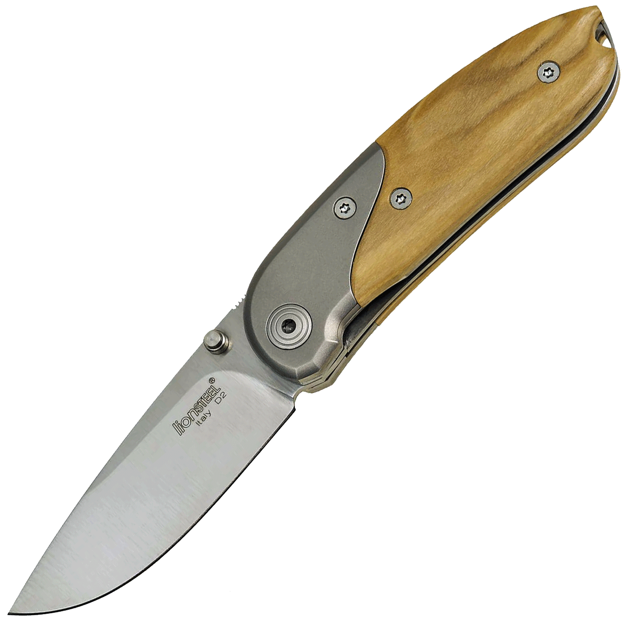 Складной нож Lionsteel Mini, сталь D2, рукоять оливковое дерево
