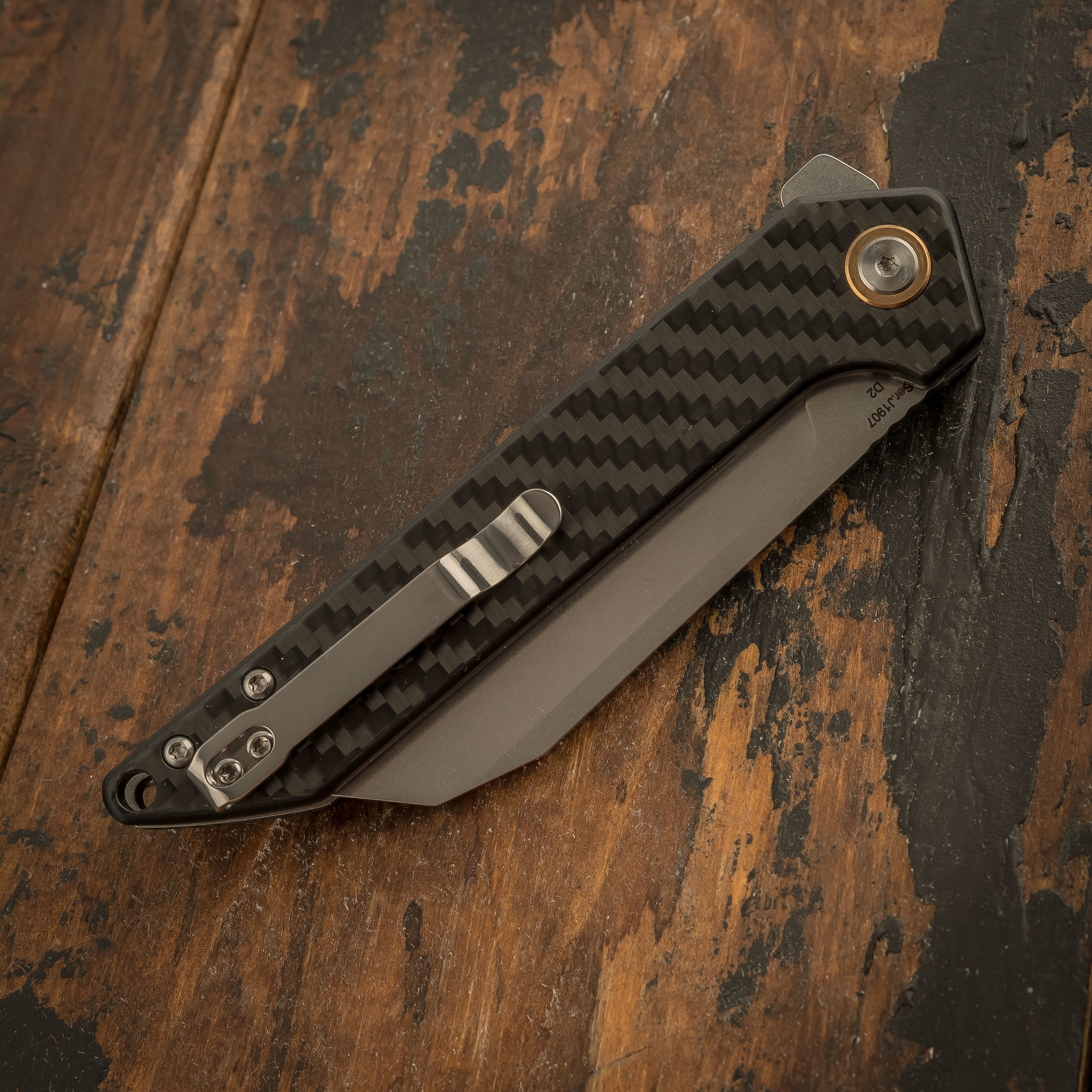 Складной нож CJRB Rampart, сталь D2, Carbon Fiber от Ножиков