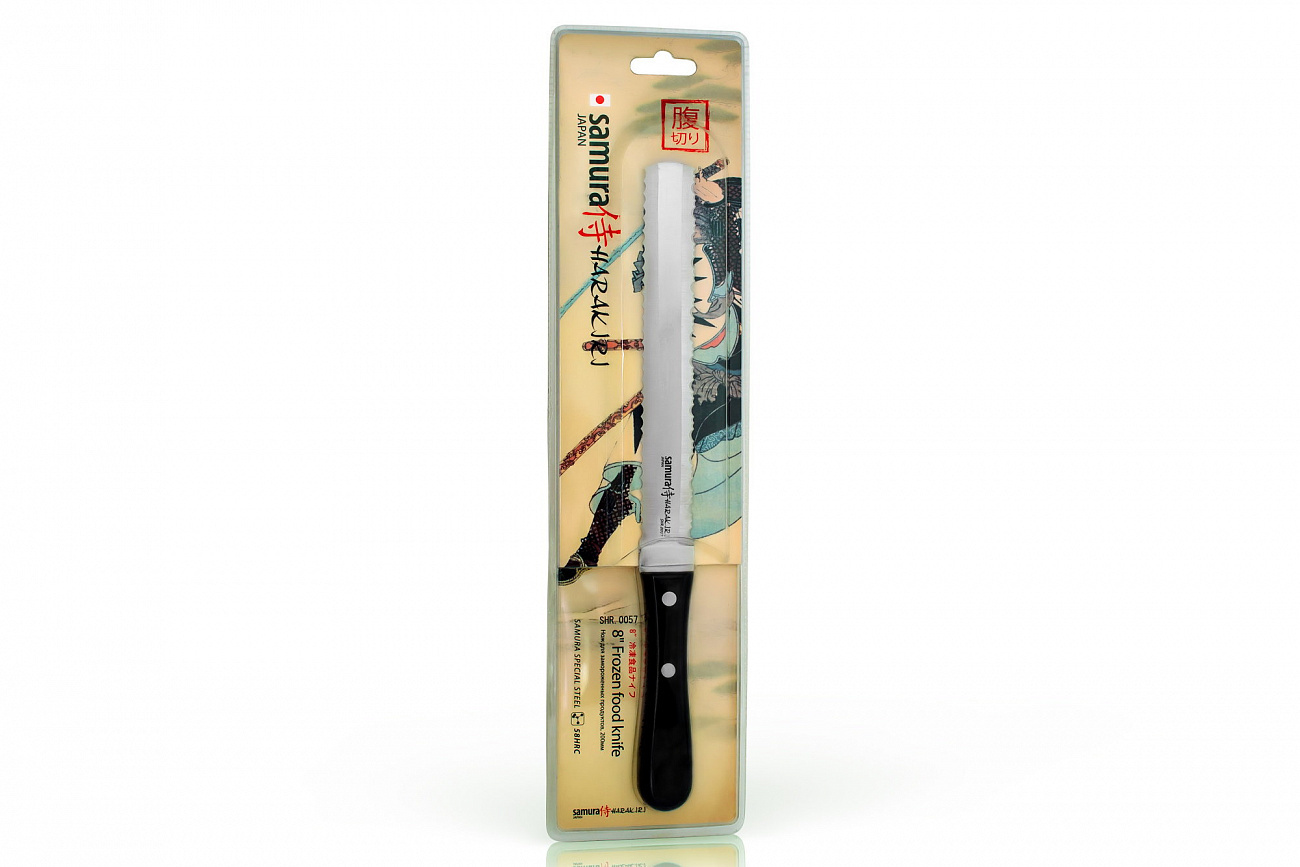 Нож для замороженных продуктов Samura Harakiri SHR-0057B, сталь AUS-8, рукоять ABS пластик - фото 2