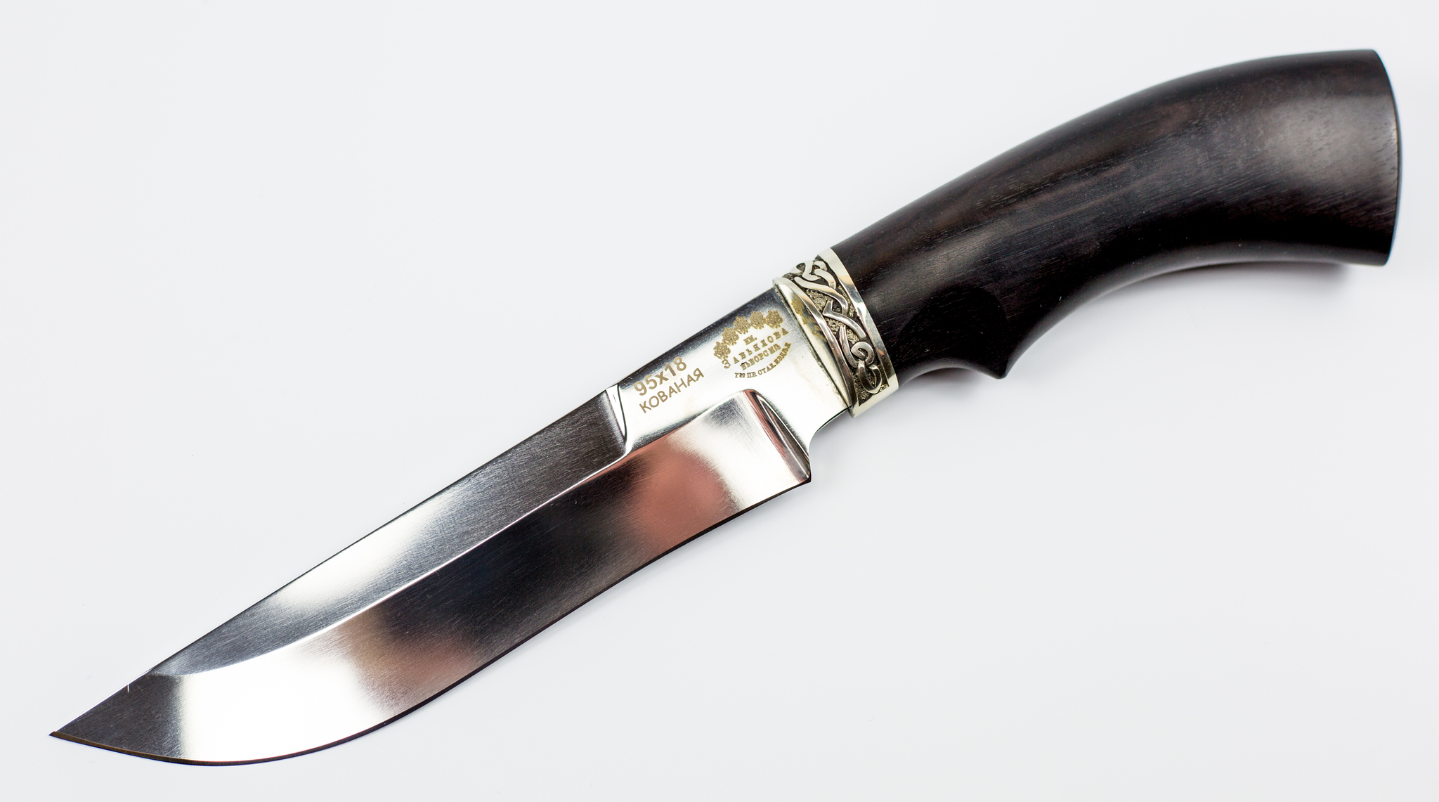 фото Нож путина, кованый 95х18, черный граб кузница завьялова
