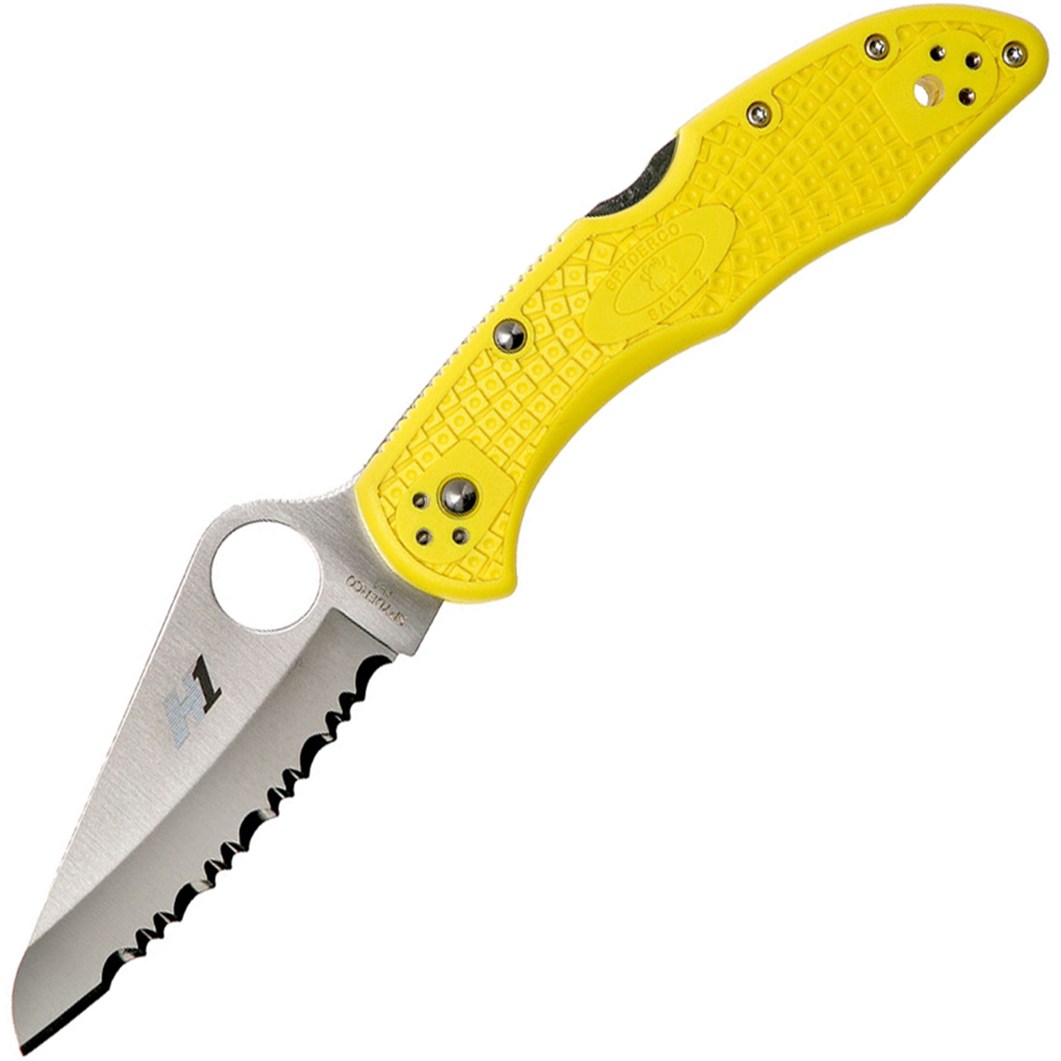 Складной нож Salt 2 - Spyderco C88SYL2, сталь H1 Satin Serrated, рукоять термопластик FRN, жёлтый
