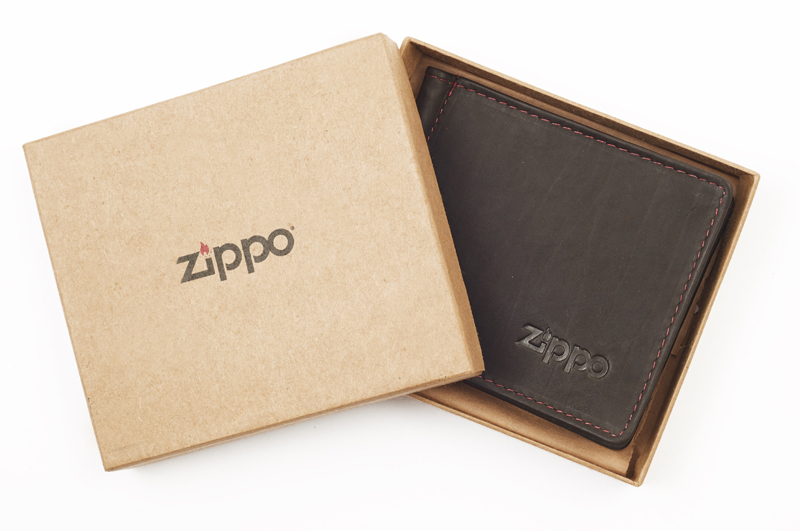 фото Кожаный двойное портмоне с зажимом для денег zippo, цвет "мокко", натуральная кожа, 10,5x1x9 см