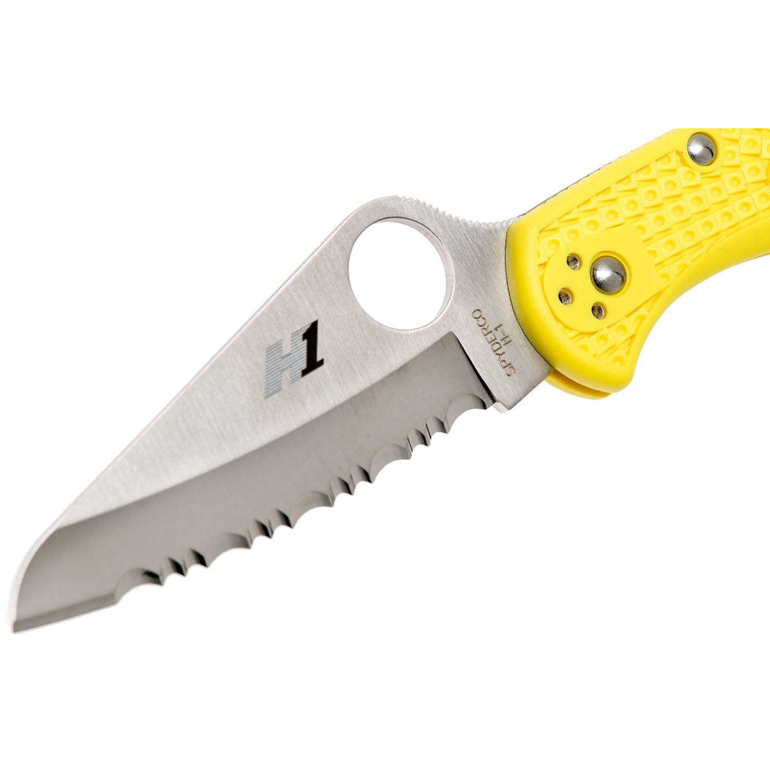 Складной нож Salt 2 - Spyderco C88SYL2, сталь H1 Satin Serrated, рукоять термопластик FRN, жёлтый - фото 5