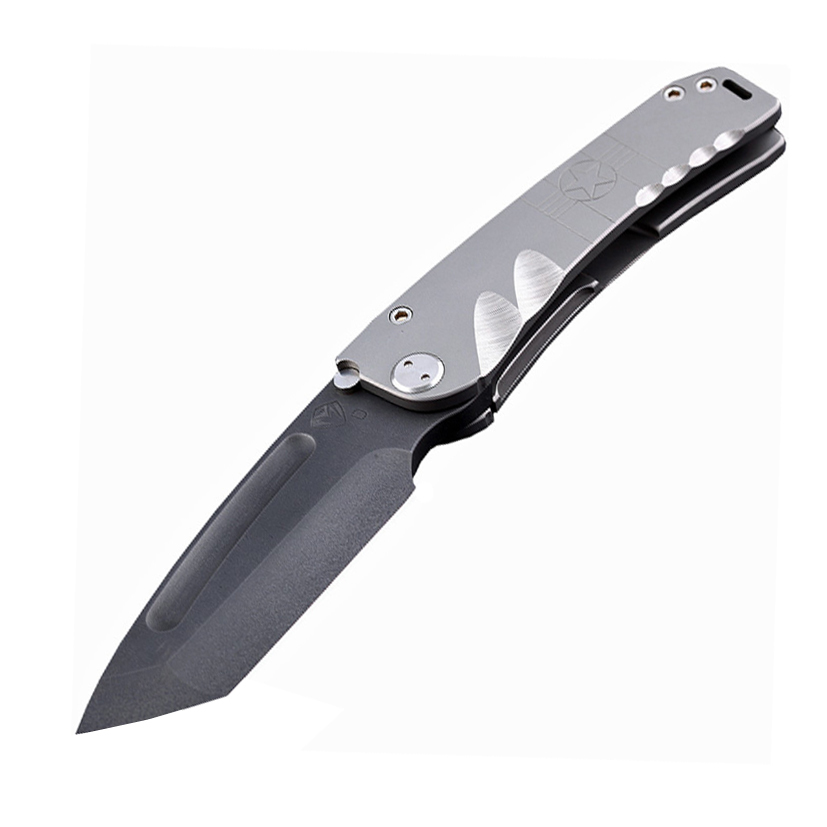 Нож складной Medford Marauder Tanto, Black Tumbled PVD-Coat D2 Steel, Bead Blasted Titanium Handle