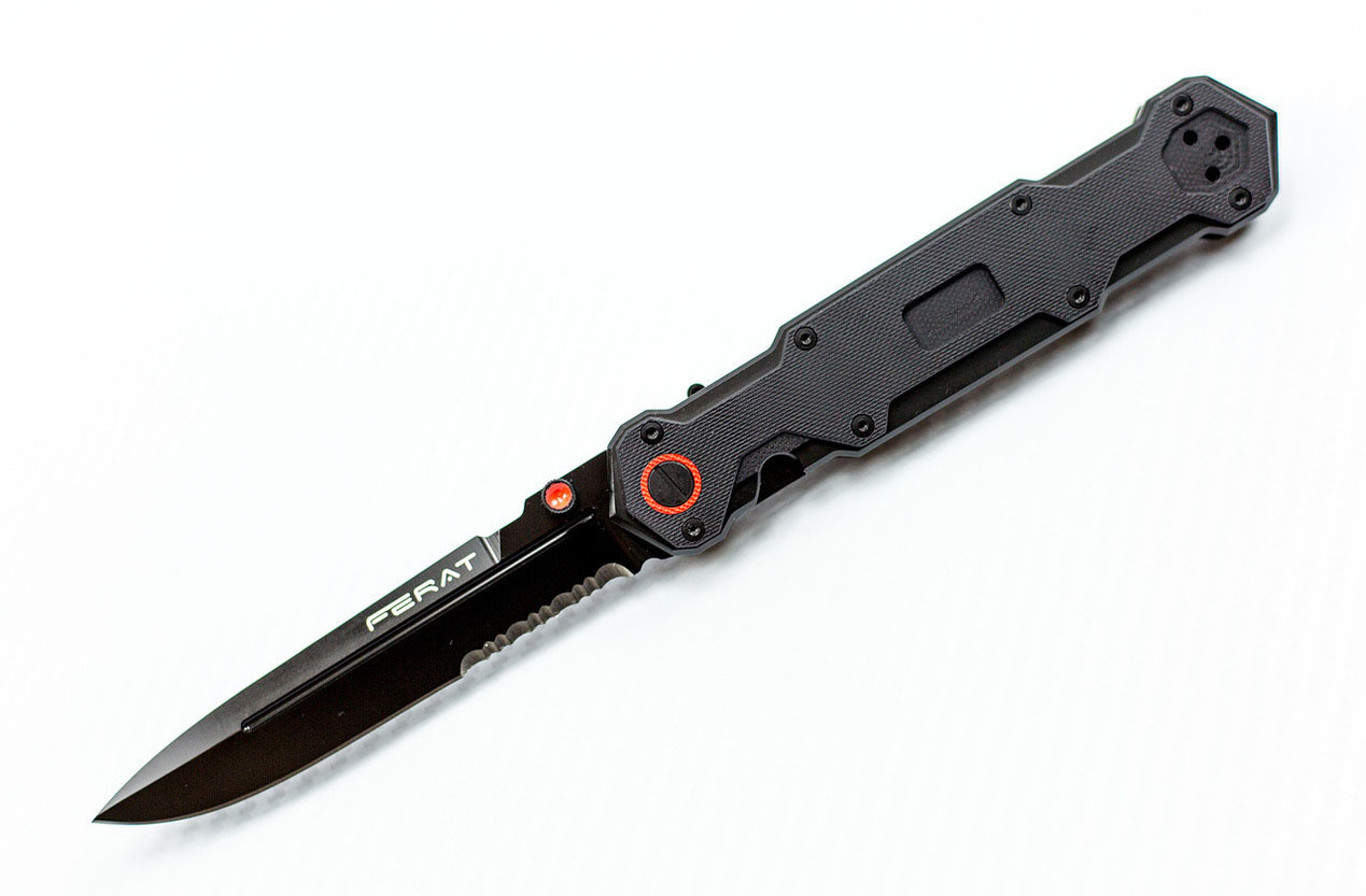Складной нож Ferat Black serrated, сталь D2, Mr.Blade