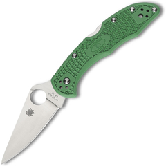 Фото Складной нож Spyderco Delica 4 Flat Ground - 11FPGR, сталь VG-10 Satin Plain, рукоять термопластик FRN, зелёный