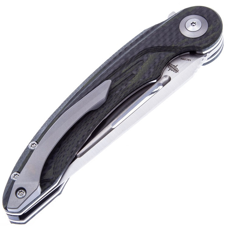 Складной нож Bestech Irida, сталь Sandvik 14C28N, рукоять G10/carbon, зеленый - фото 2