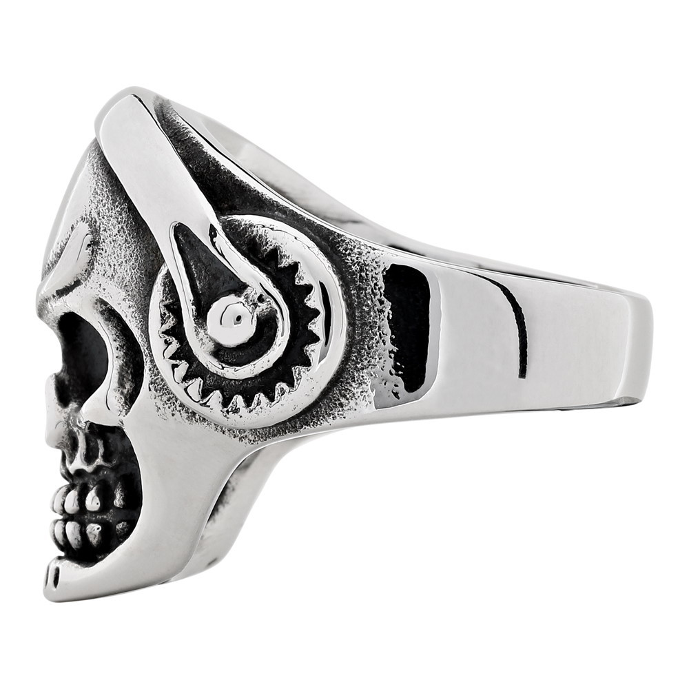 Кольцо ZIPPO, серебристое, в форме черепа, нержавеющая сталь, диаметр 21 мм - фото 2