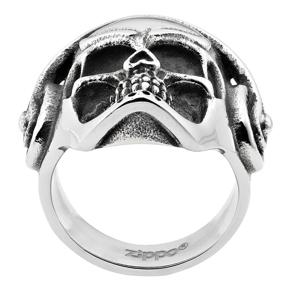 Кольцо ZIPPO, серебристое, в форме черепа, нержавеющая сталь, диаметр 21 мм - фото 4