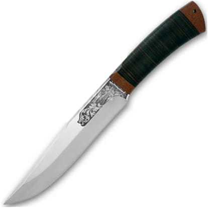Нож разделочный  Шашлычный-бол.  кожа, 95х18