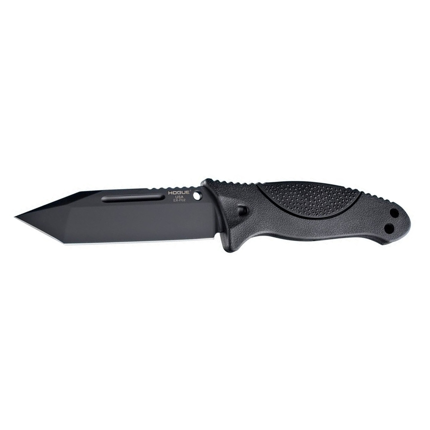 фото Нож с фиксированным клинком hogue ex-f02 black tanto, сталь a2 tool steel, рукоять термопластик grn, чёрный