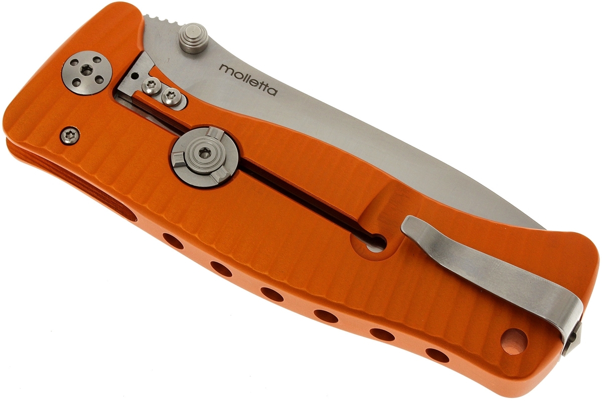 Нож складной LionSteel SR1A OS ORANGE, сталь D2 Satin Finish, рукоять алюминий (Solid®), оранжевый - фото 10
