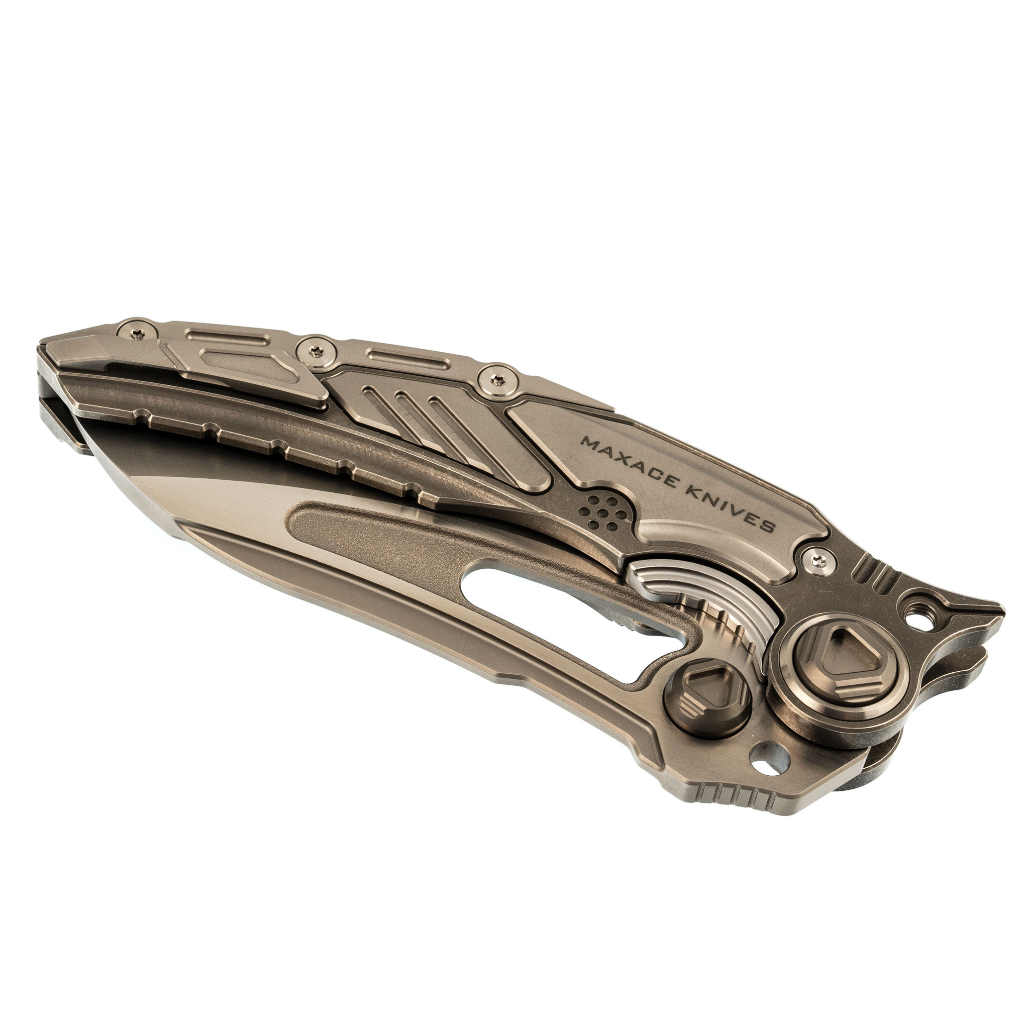Складной нож TITANIS MAXACE, сталь M390, рукоять Grey TC4 Inlay - фото 9