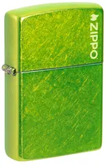 Фото Зажигалка ZIPPO Logo с покрытием Lurid™, латунь/сталь, зеленая, глянцевая, 38x13x57 мм