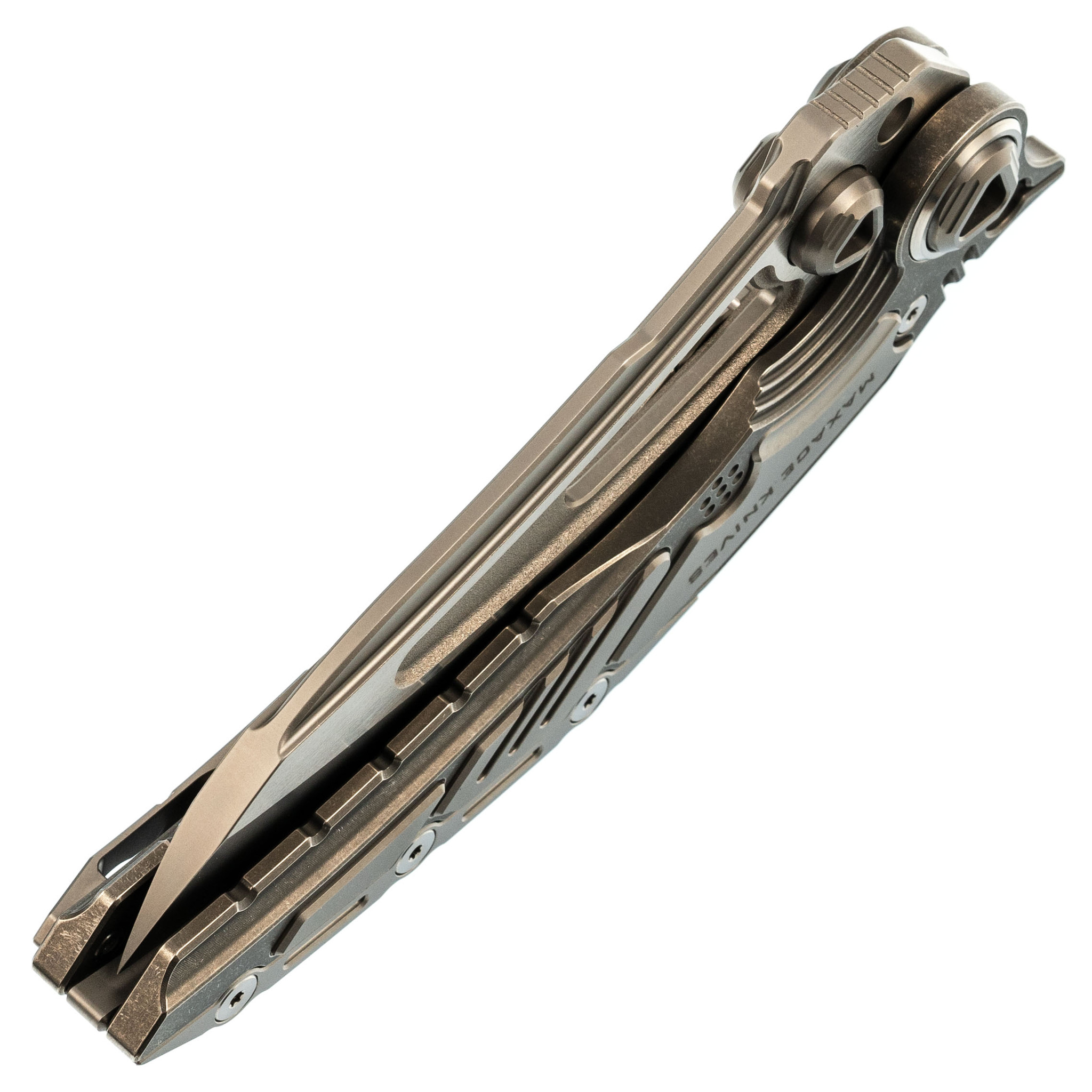 Складной нож TITANIS MAXACE, сталь M390, рукоять Grey TC4 Inlay - фото 10
