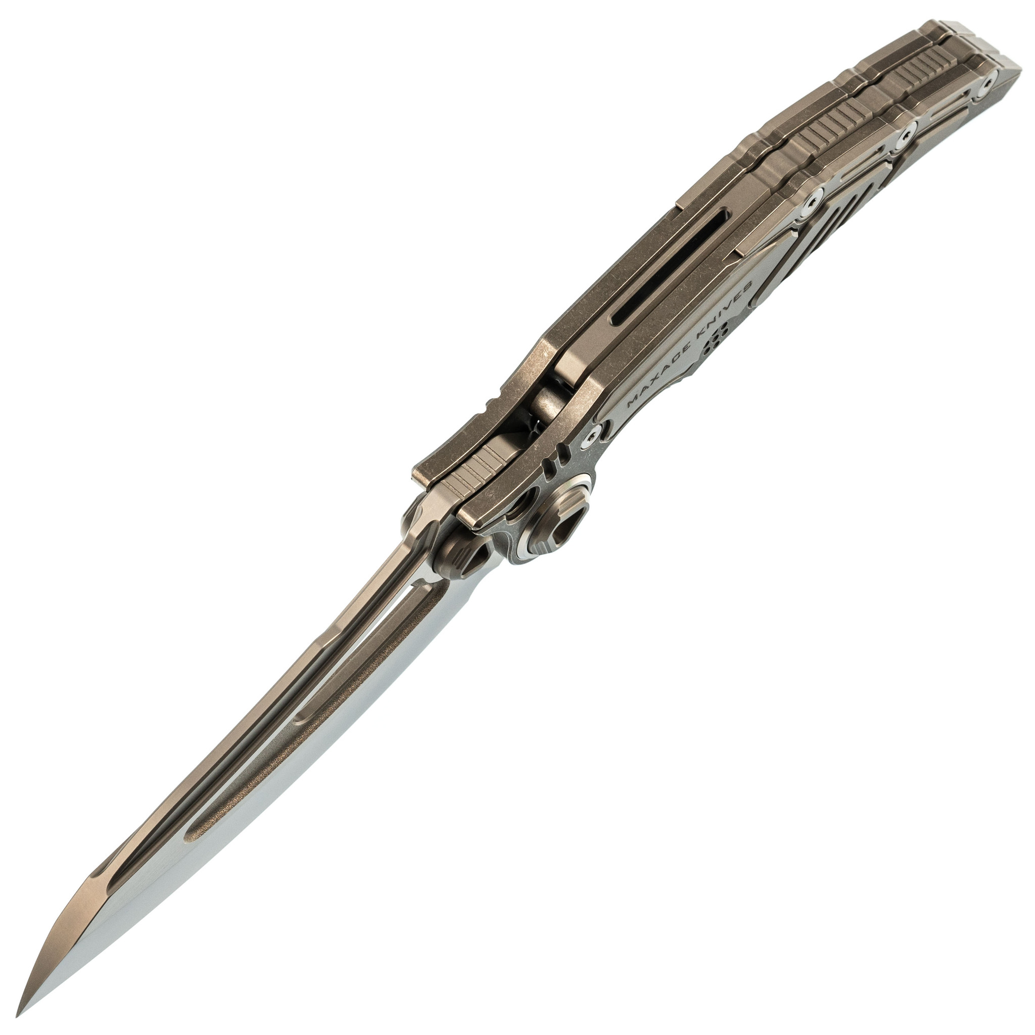 Складной нож TITANIS MAXACE, сталь M390, рукоять Grey TC4 Inlay - фото 2