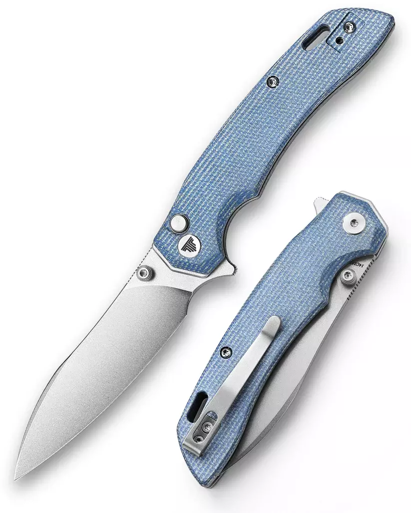 Складной нож Trivisa Aur-04L, сталь 14C28N, рукоять микарта, синий