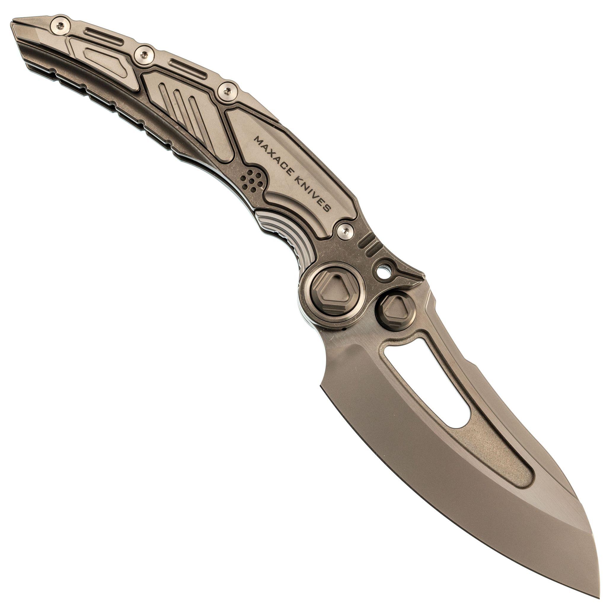 Складной нож TITANIS MAXACE, сталь M390, рукоять Grey TC4 Inlay - фото 3