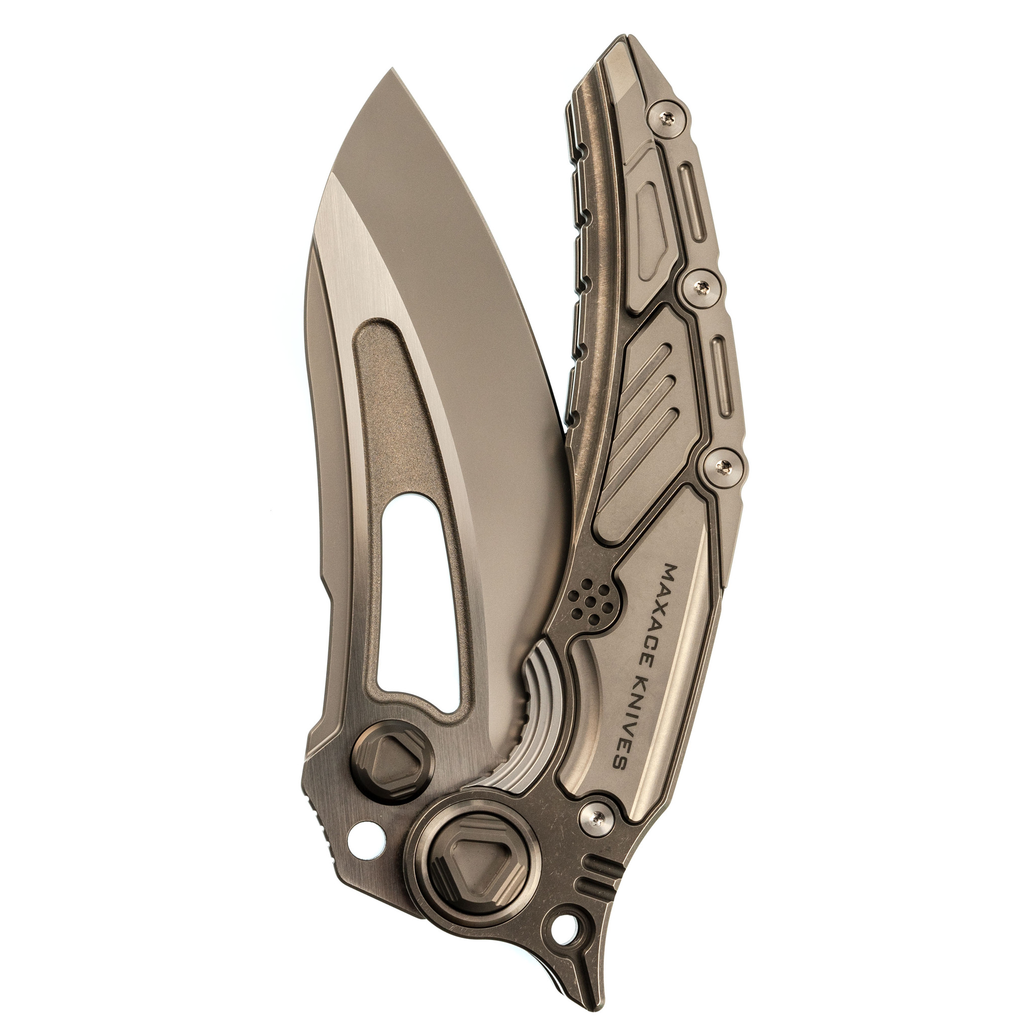 Складной нож TITANIS MAXACE, сталь M390, рукоять Grey TC4 Inlay - фото 6