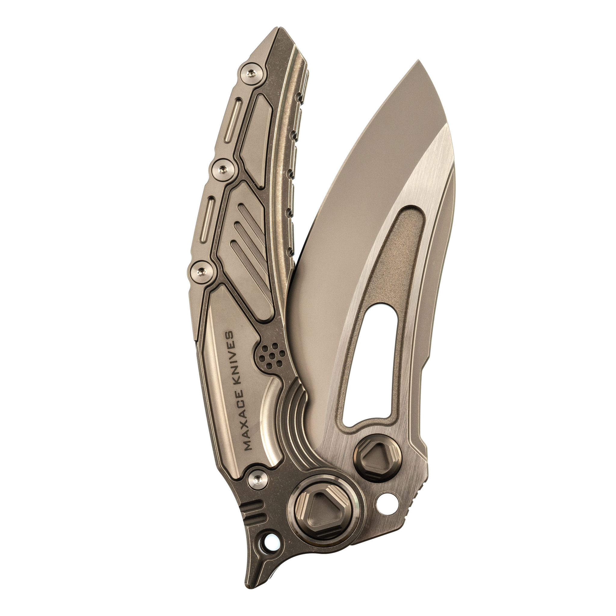 Складной нож TITANIS MAXACE, сталь M390, рукоять Grey TC4 Inlay - фото 7
