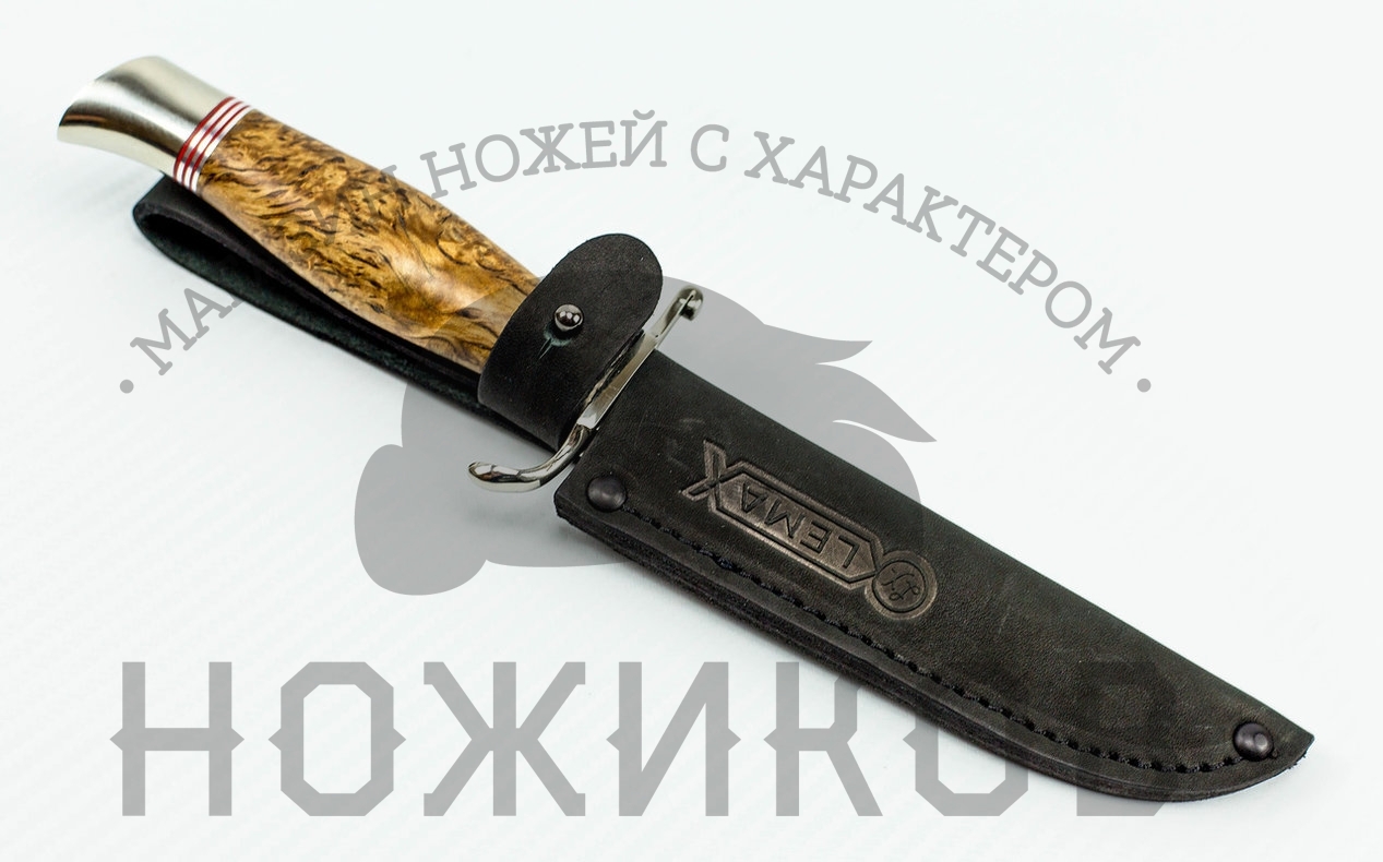 Нож Финка НКВД Х12МФ мельхиор, карельская берёза - фото 8
