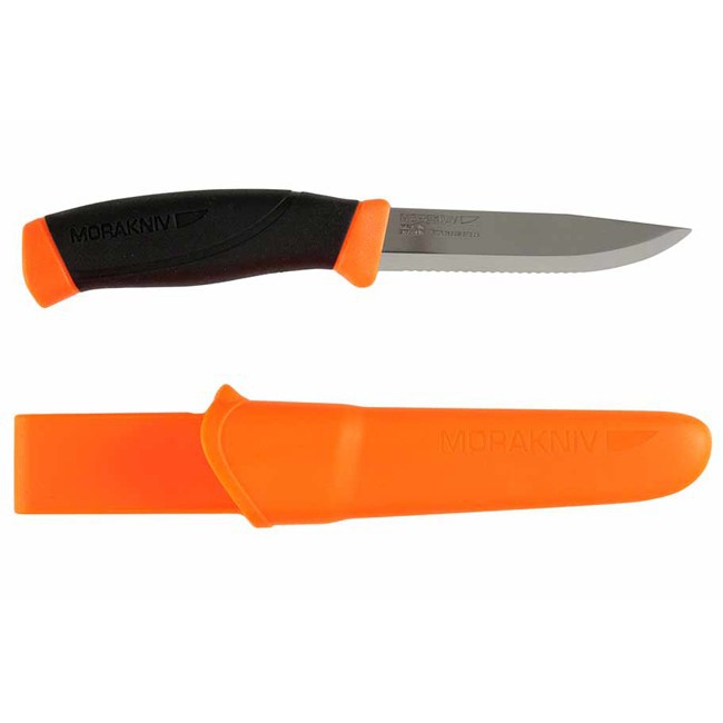 Нож с фиксированным лезвием Morakniv Companion F серрейтор, сталь Sandvik 12С27, рукоять резина/пластик, Mora, Ножи Mora Companion