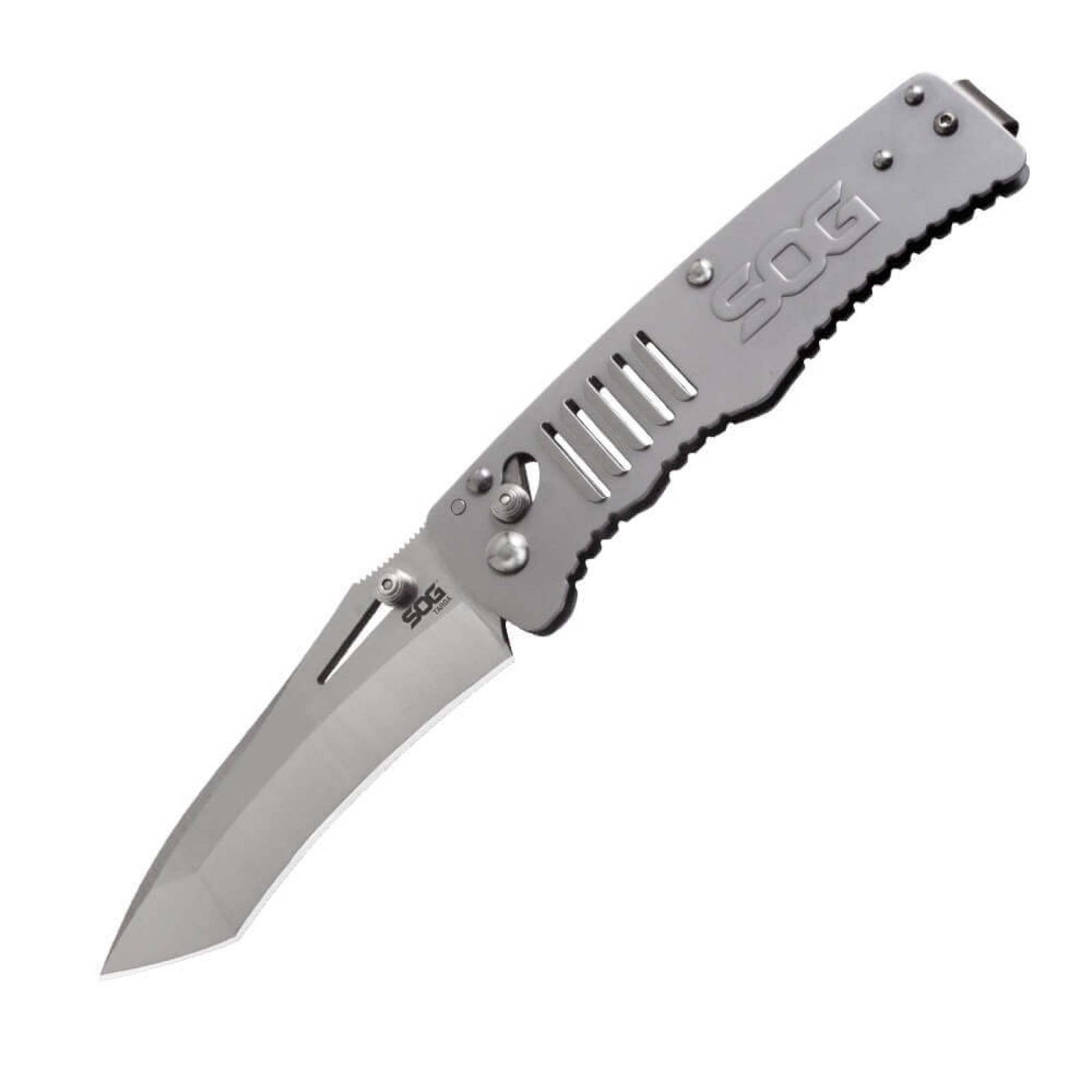 Складной нож Targa Satin - SOG TG1001, сталь VG-10, рукоять нержавеющая сталь, серый - фото 4
