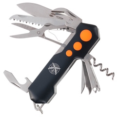 Фото Нож перочинный Stinger 96 мм, 15 функций, черный/оранжевый, в блистере
