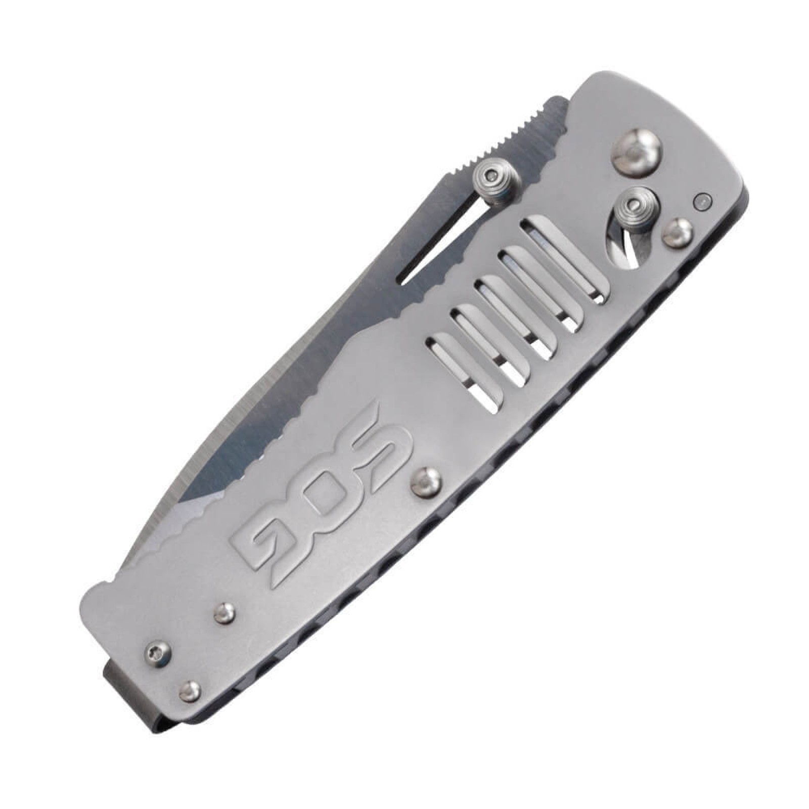 Складной нож Targa Satin - SOG TG1001, сталь VG-10, рукоять нержавеющая сталь, серый - фото 8