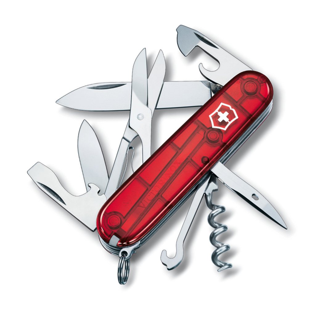 фото Нож перочинный victorinox climber, сталь x55crmo14, рукоять cellidor®, полупрозрачный красный