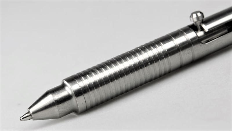 Тактическая ручка Cal .45 CID (Clip-Integrated-Design) Titanium, Boker Plus 09BO089, серебристая. Фото №4