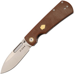 Фото Складной нож Kizer Retro satin сталь Nitro-V, рукоять Brown Micarta