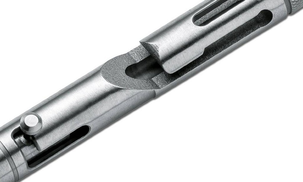 Тактическая ручка Cal .45 CID (Clip-Integrated-Design) Titanium, Boker Plus 09BO089, серебристая. Фото №6