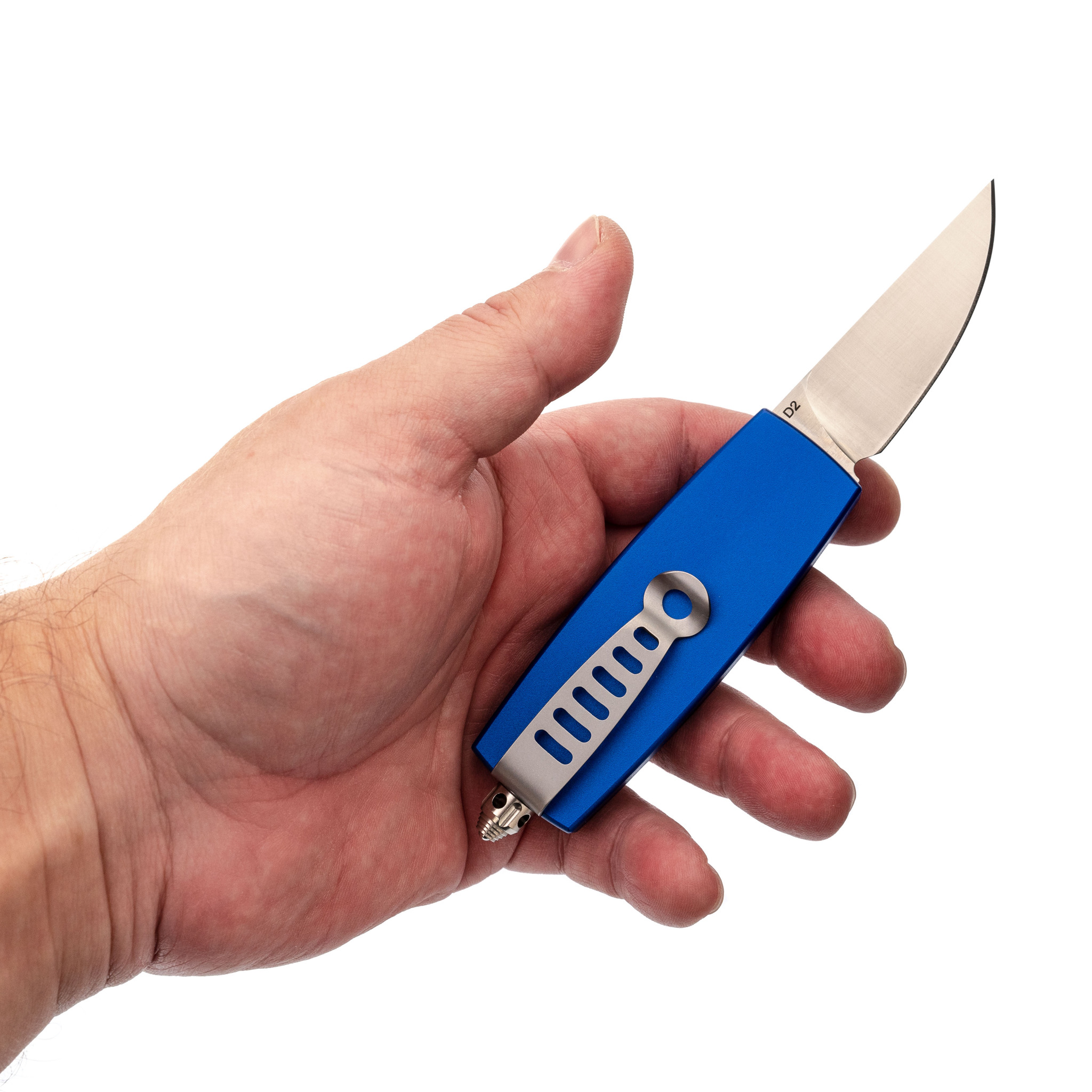 Автоматический нож Steelclaw Криптон-01, сталь D2, рукоять алюминий, синий - фото 7