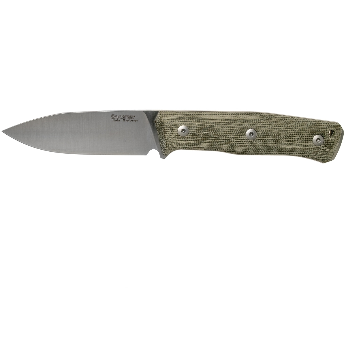 фото Нож с фиксированным клинком lionsteel b35, сталь sleipner, рукоять green canvas micarta lion steel