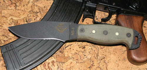 Нож с фиксированным клинком Ontario NS-4, сталь 5160, рукоять микарта, olive/black