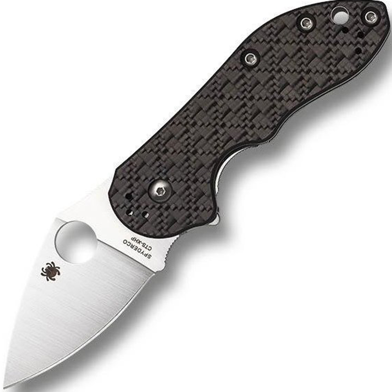 Нож складной Dice - Spyderco C182CFTIP, сталь CTS® XHP Satin Plain, рукоять титан/стеклотекстолит G10/карбон, чёрный - фото 1
