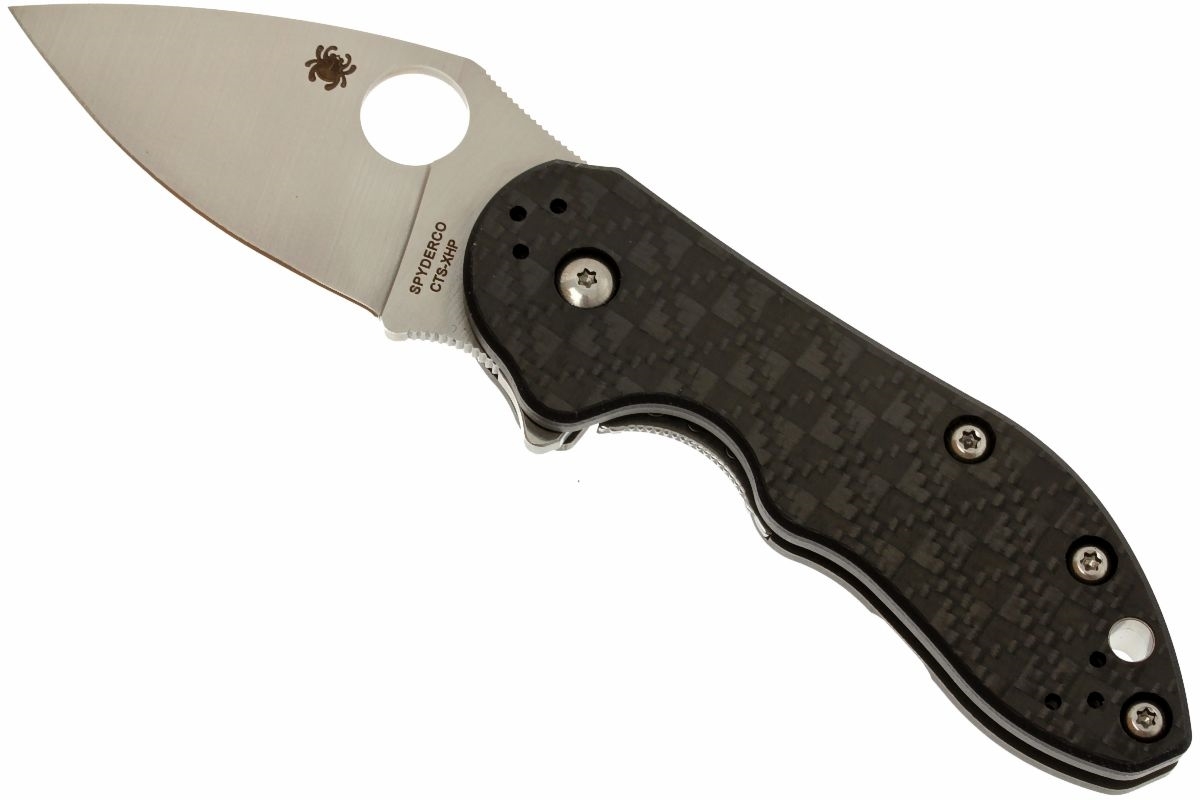 Нож складной Dice - Spyderco C182CFTIP, сталь CTS® XHP Satin Plain, рукоять титан/стеклотекстолит G10/карбон, чёрный - фото 6