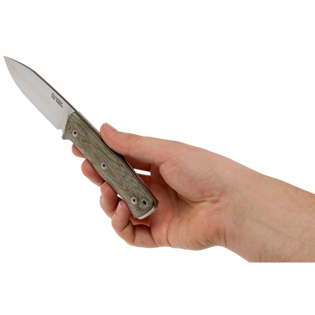Нож с фиксированным клинком LionSteel B35, сталь Sleipner, рукоять Green canvas micarta - фото 7