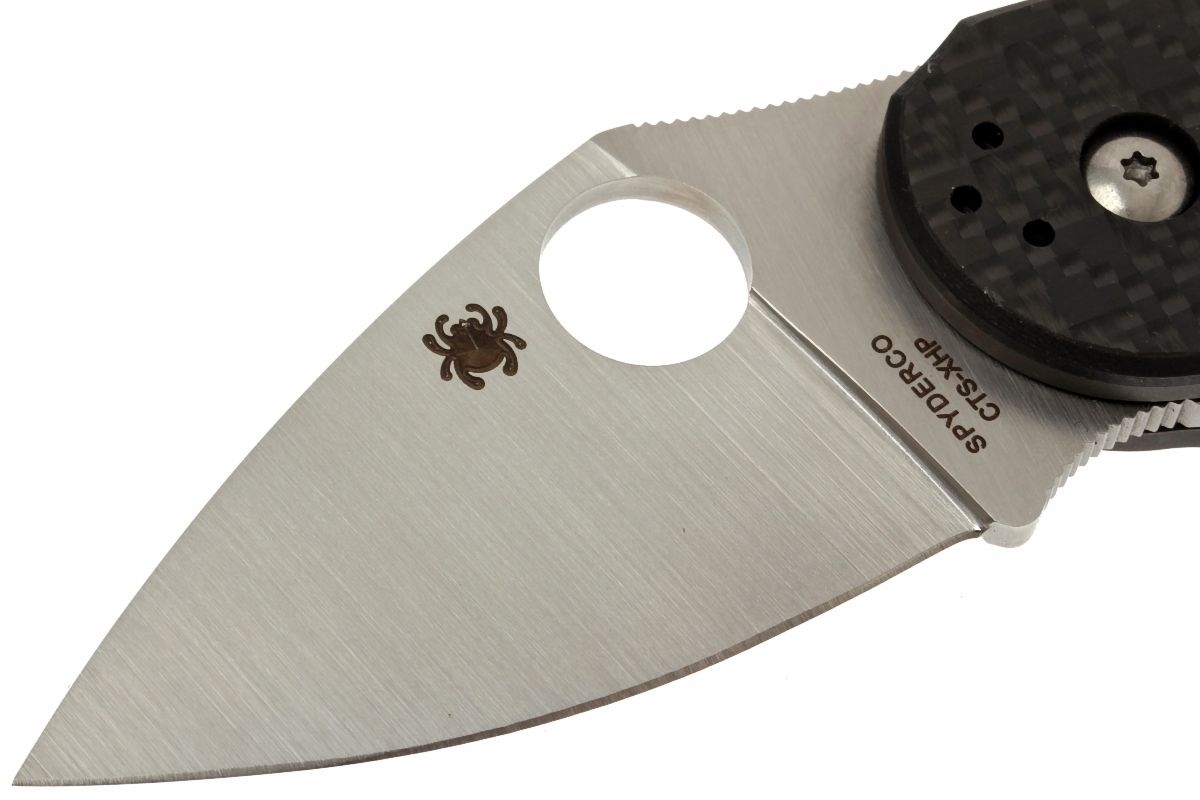Нож складной Dice - Spyderco C182CFTIP, сталь CTS® XHP Satin Plain, рукоять титан/стеклотекстолит G10/карбон, чёрный - фото 7