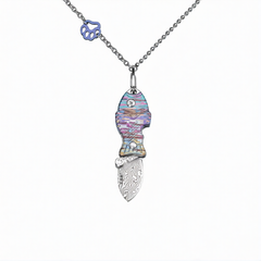 Фото Складной нож-подвеска Sanrenmu 6171-TD, сталь Дамаск, рукоять титан